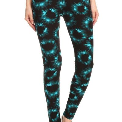 Yoga Style Banded Lined Tie Dye Printed Knit Legging With High Waist